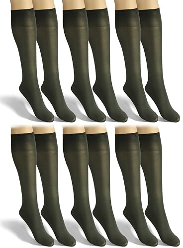sesto senso 6 par räkor för kvinnor mikrofiber matt 40 den silkeslen färgade långa strumpor, 6 par - Flaska - Grön, one size