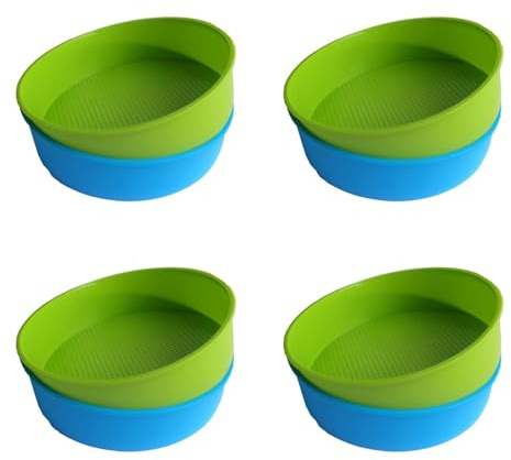 Oikabio 4 moldes de silicona para hornear de 26 cm, redondos, colores y verde al azar