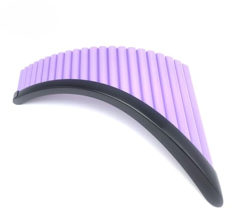 Panflöte aus Bambus Grün/Lila Linkshänder 22-Rohr gebogene Panflöte G-Tune ABS Harz Panflöte mit Basis(Purple)