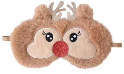KGDUYC Mascherina per dormire, Maschera per dormire alce，con cinghia regolabile, comoda e super morbida, eccellente aiuto per dormire, regalo di Natale，maschera notte per dormire