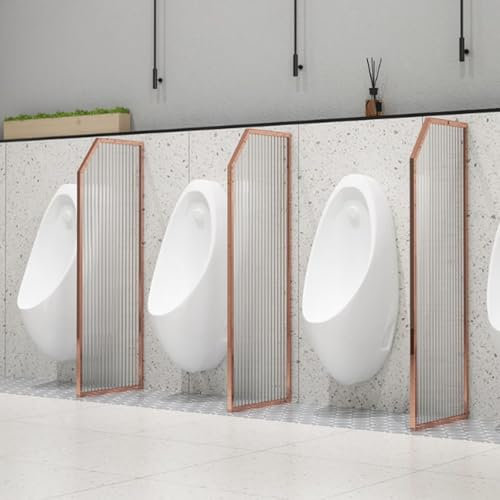 Öffentliche Toilette Männer Urinal Trennwand, 63 Zoll Hoch Sichtschutz for Männer, Edelstahl Urinal Glas Stopper for Haus, Mall Hotel, Restaurant Badezimmer(Rose Gold,1 PIECE_47.2*15.7IN)