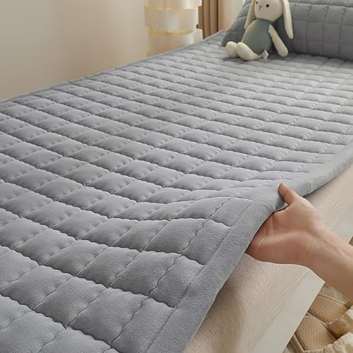 Tragbare Futon-Matratze, volle Größe, extra dick, flauschige Bodenmatratze für Camping, Einzel-, Doppel-, faltbare Bodenmatte, aufrollbare Bodenmatratze (grau, 120 x 200 cm)