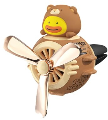Chereda Duck Pilot Désodorisant rétro pour voiture avec 2 tablettes de parfum, hélice rotative, jaune