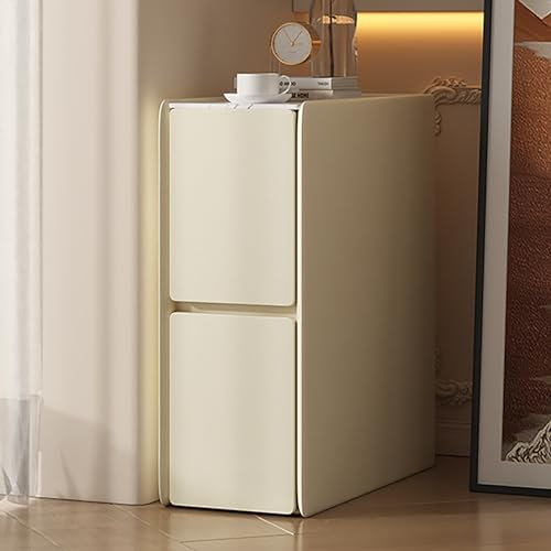 ZDMZR Narrow Nightstand, Bedside End Table with Storage Drawer, Small Nightstand, Bedside with Drawer(Beige,30cm/12in)