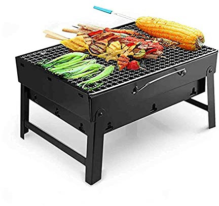 Parrilla de carbón de acero inoxidable portátil plegable para camping, cocina al aire libre, picnic, kit de herramientas de barbacoa pequeña resistente para fiesta en la playa
