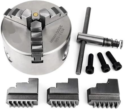 DAISHUJIE Drehfutter K11-100 3-Backen-selbstzentrierendes 100-mm-Drehbank-Manuell-Spannfutter for mechanische Drehmaschinen mit gehärtetem Stahl for die Holzverarbeitung
