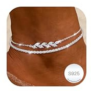 LOLIAS Wasserdichte Silber 925 Schmetterling Herz Perlen CZ Fußkettchen für Damen