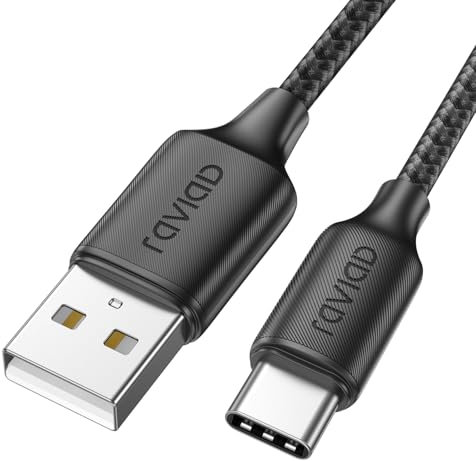RAVIAD Cavo USB C 2M Ricarica Rapida 3A Nylon Intrecciato Cavo Tipo C Compatibile per iPhone 15/15 Pro/15 Pro Max, Samsung Galaxy S24/S23/S22/S21/S10, Note 20 10, Google Pixel -Nero