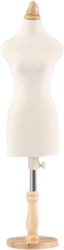 XDAWQP Schneiderpuppe für Damen, höhenverstellbar, Tisch-Nähpuppe, klein, mit Holzsockel, Nicht für Erwachsene in voller Größe，White 1/4 Model