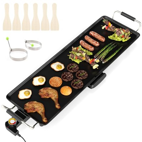 ARLIME - Plancha eléctrica grande de 27 pulgadas, parrilla antiadherente para barbacoa con temperatura ajustable, termostatos y bandeja de goteo, parrilla Teppanyaki para interiores y exteriores