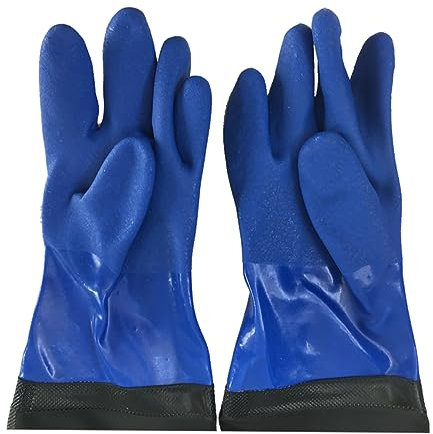 DIYEAH Black Pvc Oil Resistant Industrial Gloves 1 Pair Extended