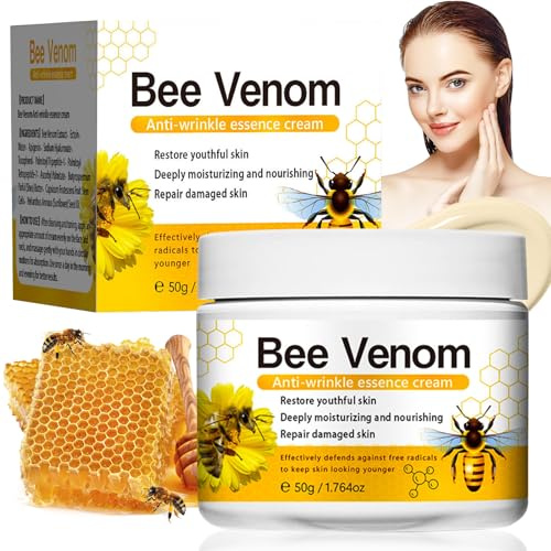 Crème Anti-Rides au Venin D'abeille, Bee Venom Cream, Crème Anti-Âge Hydratant Raffermissant Visage, Crème Réparatrice Venin D'abeille pour tous les Types de peau