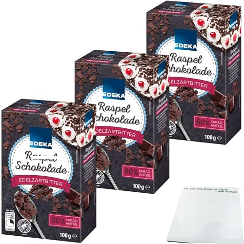 usy Bundle für Edeka Raspelschokolade Edel-Bitter 60% 3er Pack (3x100g Packung) + usy Block