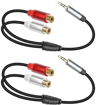 YANBORONSN Cavo audio stereo da 3,5 mm a 2 RCA, adattatore audio maschio 3,5 mm a 2 femmine RCA per jack cuffie, cavo divisore stereo ausiliario per telefono, tablet, computer (30 cm/2 confezioni)