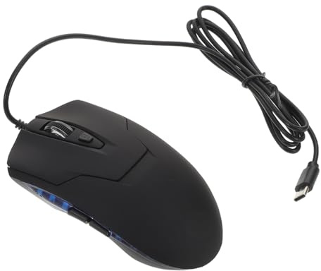 SEWACC Souris D’Ordinateur Filaire Type C à 6 Boutons, Noir | Dpi 800 à 2400, Design Lumineux Bleu, Abs et Composants Électroniques, pour Ordinateur Portable et Bureau