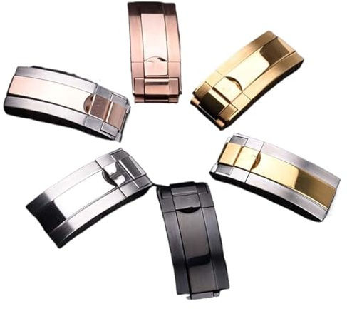 YELEMEABHB Fibbia for orologio adatta for chiusura orologio for Rolex da 16 mm e 18 mm, colori argento, oro e oro rosa Cinturino per orologio(Gold clasp,16mm)
