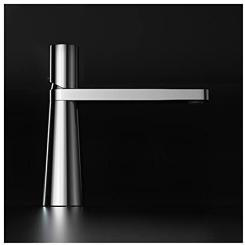 Robinet de lavabo Blanc pour Salle de Bain, mitigeur d'eau Chaude et Froide, Montage sur Pont, Robinet de Baignoire monotrou, Finition chromée (Couleur : Chrome Court)