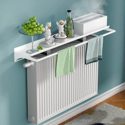 LUOZIQINX Copritermosifone Bianco Moderno, Mensola sopra Termosifone di Alluminio, Senza Foratura Copri Termosifone per Casa Ufficio Cucina Camera, Antifumo Antipolvere,L 40cm/15.7in