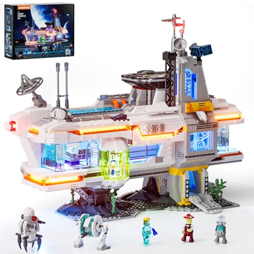 Lumibricks Space Kopfgeld-Hub Beleuchtetes Baustein-Set – Futuristisches Alien-Cyberpunk Modular-Gebäude mit Minifiguren, 2309 Teile, Geschenk für Erwachsene & Teenager