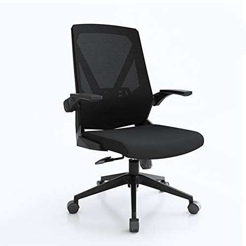 Silla de oficina giratoria ergonómica, silla de escritorio para ordenador de sobremesa resistente con respaldo medio, diseño ergonómico, reposabrazos plegables, mecanismo de inclinación, cap