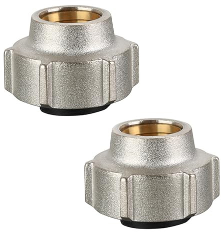 IUSOT 2 Stück Klemmringverschraubung 15mm für Kupferrohr Klemmverschraubung 3/4 Zoll Hahnblock Heizkörper Anschlussverschraubung Messing Set Vernickelt Passend für Simplex Eurokonus
