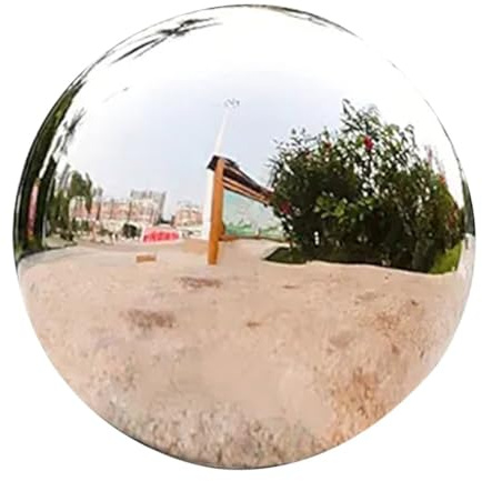 Toyvian Sfera a Specchio da Giardino in Acciaio 304 Riflettente 225 MM Globo Metallico Resistente alle Intemperie per Decorazione Esterni e Paesaggi