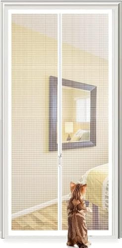 Cat Screen Door, Pet Screen Door with Zipper White (80-150) cm x (200-220) cm(150x220cm)