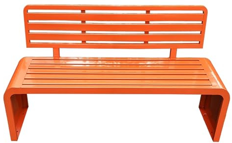 LIMENQIN Gartenbank aus Metall, Parkbank mit Rückenlehne, Wetterfest Lattenrostbank, für Terrasse, Balkon(Orange,150cm/59in)
