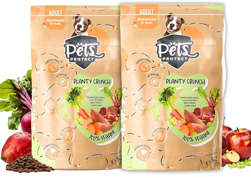Planty Crunch – 100% cibo vegano per cani secco (2 x 5000 g) | cibo per cani vegano, anallergico, senza cereali e soia, con carnitina, vitamina B12 & D3