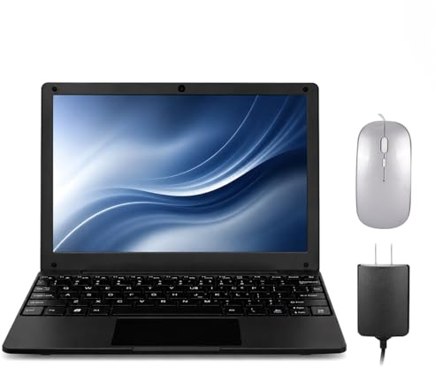 Fwmntu Mini computadora portátil con procesador Celeron (hasta 2.6 GHz), 8 GB de RAM, SSD de 256 GB, pantalla IPS HD, cuaderno educativo portátil para aprendizaje, trabajo de oficina (negro)