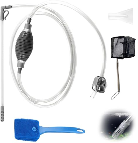 HZZON Aquarium Reinigungsset Aquarium Wasserwechsel Aquarium bodensauger Aquarium Sauger Handpumpe mit Bürste Netze Saugglocke Aquarium Zubehör für Aquarium Wasserwechsel und Filter Sandreinigung