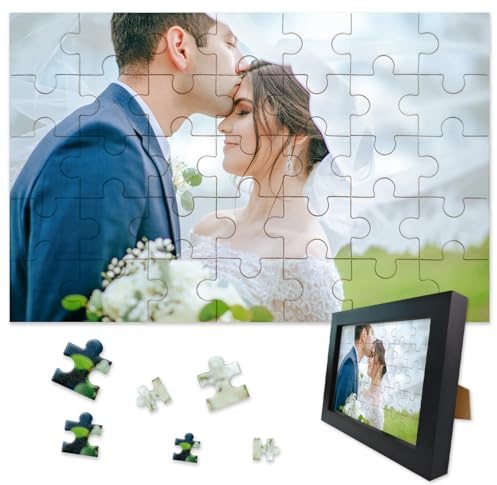 Rompecabezas personalizados para adultos de 1000/500/300/200/70/35 piezas, rompecabezas de madera con marco negro, regalos personalizados para familia, mascotas, boda, cumpleaños, día de San Valentín