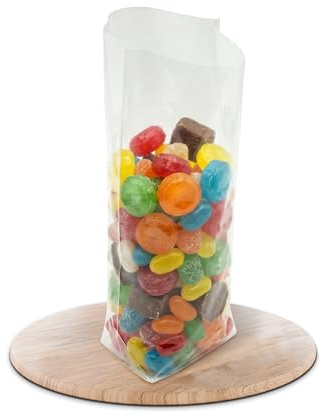 HeiZip 50 Stück Kreuzbodenbeutel 230 x 375 mm | Transparente Klarsichtbeutel 30my | Lebensmittelecht | Große Stollenbeutel & Gebäcktüten | Extra Stark
