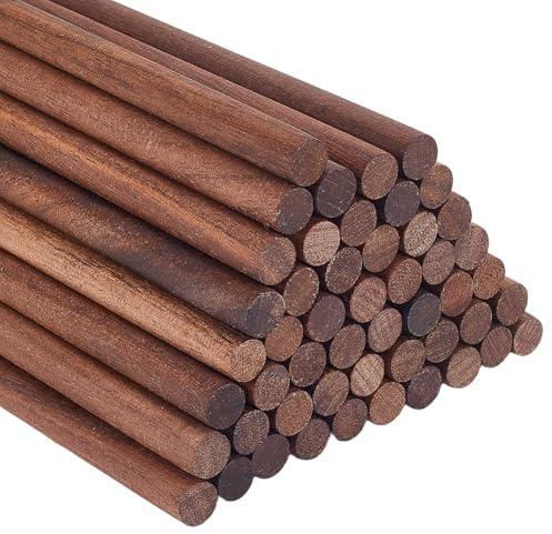 OLYCRAFT 50Pcs Walnut Dowel Rods 0.8x15cm Walnut Wood Sticks Unfinished Round Sticks Wooden Carving Blocks Wooden Stick for Building Model Material DIY Craft Supplies - Coconut Brown