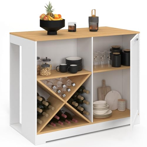 IDMarket - Table de Bar îlot VITO 113 cm avec Range-Bouteilles