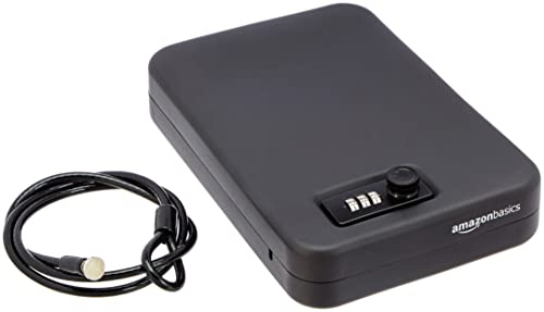 Amazon Basics Tragbarer Tresor mit Zahlenschloss für Dokumente und Schmuck, Größe XL, Schwarz