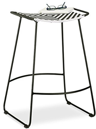 Relaxdays polyrottingpall, rutig trädgårdshockare, pall HBT 66 x 46 x 30 cm, svartvit