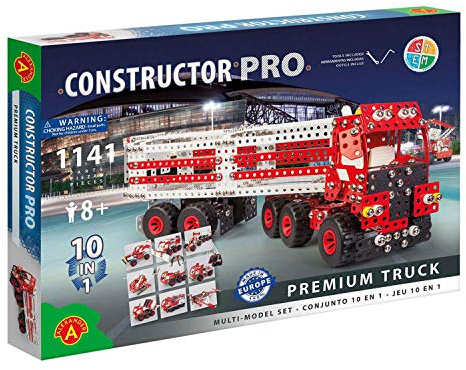 A ALEXANDER 1913 Constructor PRO Premium Truck 10 i 1 metallbyggsats, 1141 delar metallbygglåda, metallbyggsats med XXL, lastbil och plastelement, byggleksaker för barn från 8 år