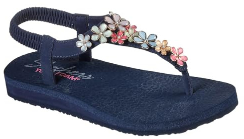 Skechers Femme Meditation-Glass Daisy Sandales Bride arrière, Bleu (Navy Mitobuck/Rhinestone Trim Nvmt), 41 EU