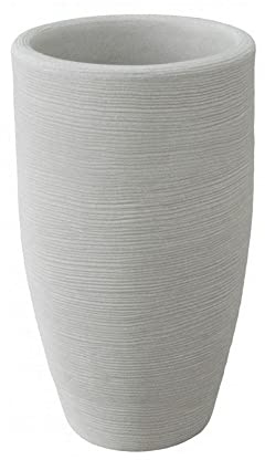vasar Vaso Alto Shabby Tronco Conico Rigato da 70cm (Bianco Perla)
