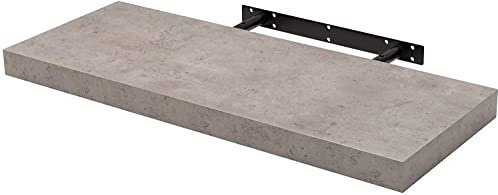 WOLTU Mensola da Muro Rettangolare Scaffale Libreria a Parete Decorazione per Cameretta Ufficio Porta CD/Dvd in Legno Colore del Cemento 60cm RG9319hzt