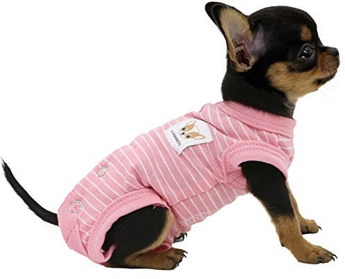 LOPHIPETS Girl Dog Shirts Pajamas - Fits 0.5-1.2 lbs - Young Chihuahuas & Teacup Puppies - Pink Strips/XXS