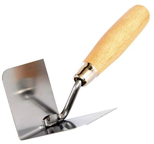 Toolty Stainless Steel Lining, Plastering Trowel - Internal Corner Trowel - 120x75mm - Wooden Handle - for Brickwork and Plastering - DIY - TLTY-0804