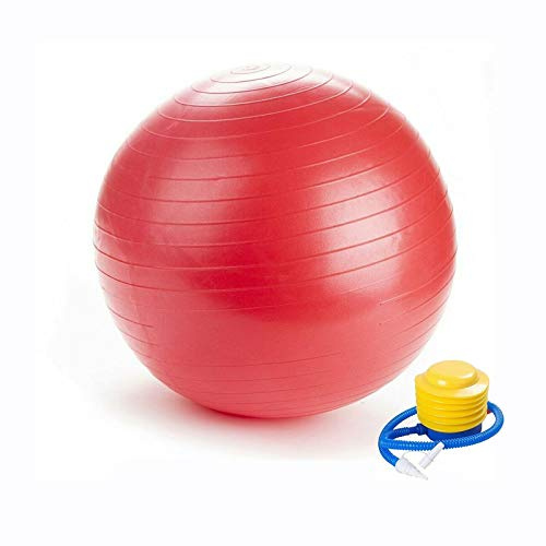 Boolavard Exercise Ball Fitness Ball, Anti-Burst Stability Ball with Quick Pump, Professional Balance Ball for Pilates, Yoga, Core Strength, Birthing Exercise (65cm, M, Red)