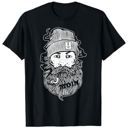 Cooler Moin Seemann mit Bart und Pfeife Kapitän T-Shirt