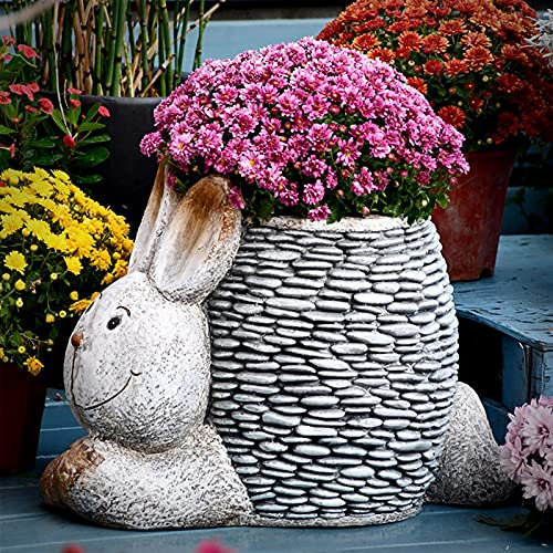 XXXXW Gartenstatuen Große Blumentopf Nette Kaninchen Outdoor Statue Zoo Walddekoration Garten Statue Garten Dekoration Outdoor Skulptur Dekorative Gartenskulptur