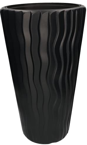 KOTARBAU® Macetero Alto 52 cm Antracita Efecto Ondulado 3D Grande Interiores Exteriores