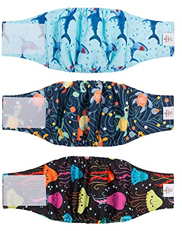 CuteBone Pannolini per cani Fascia per pancia lavabile maschile per cani maschi Avvolge 3 pezzi a confezione DM28XS-IT