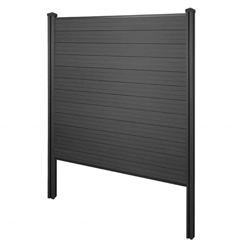 Mendler WPC-Sichtschutz Sarthe, Windschutz Zaun, WPC-Pfosten zum Einbetonieren, Basiselement 195cm - anthrazit
