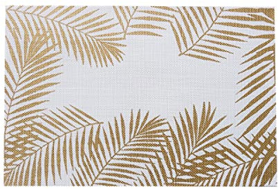 Manteles Individuales Hojas Doradas Blancas Mantel Individual PVC Lavable Salvamanteles Individuales Resistente al Calor Bajoplatos Antideslizante Individuales Mesa 30x45cm 8 Pcs